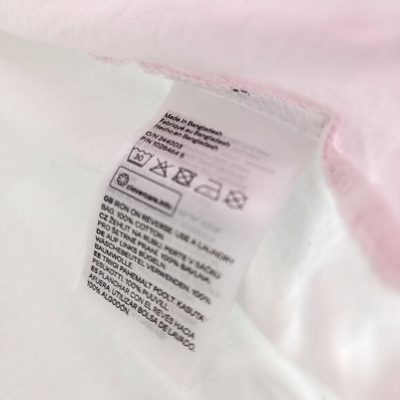 H&M Drawstring T-shirt‎ Short Sleeve Girls Size US 12/14 White Pink - Picture 5 of 6